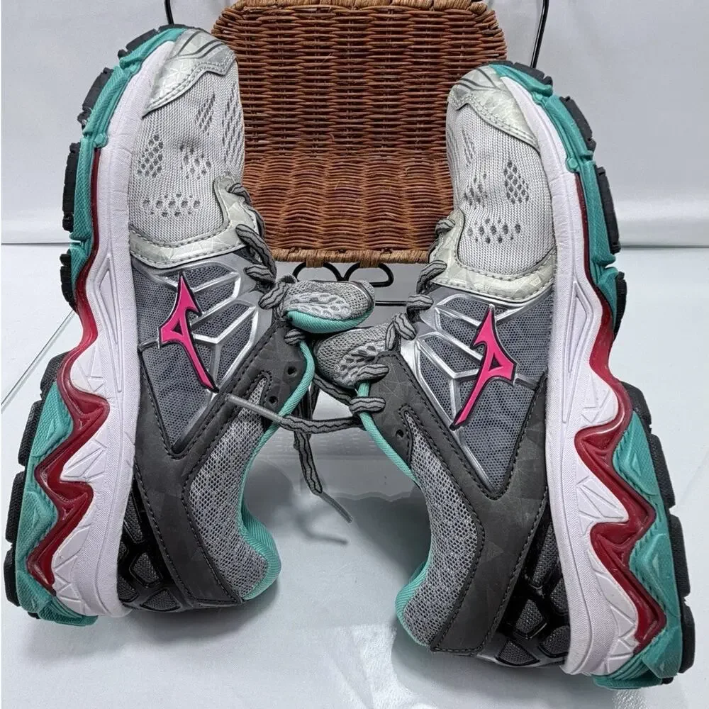 Mizuno Wave Horizon W’s Running Shoes Size 8 Silver Pink Turquoise J1GD172660